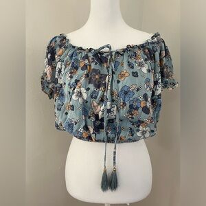 Moon River blue floral crop top